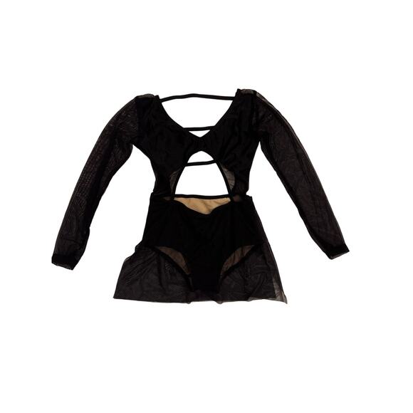 Custom Lyrical Contemporary Costume Base Girls Sz 8/10 (see measurements) Black - Picture 1 of 5